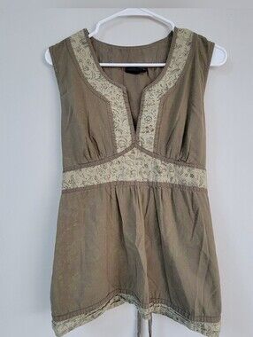 Sonoma Babydoll Green Tie Top Women Size XL Boho Forest Fairy Goblincore